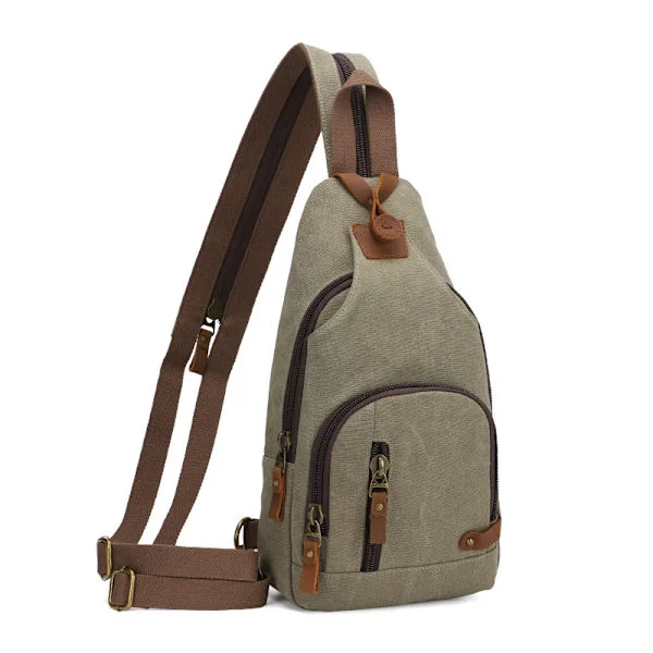 Stylish Canvas Chest Bag Crossbody Sling Backpack Green Green