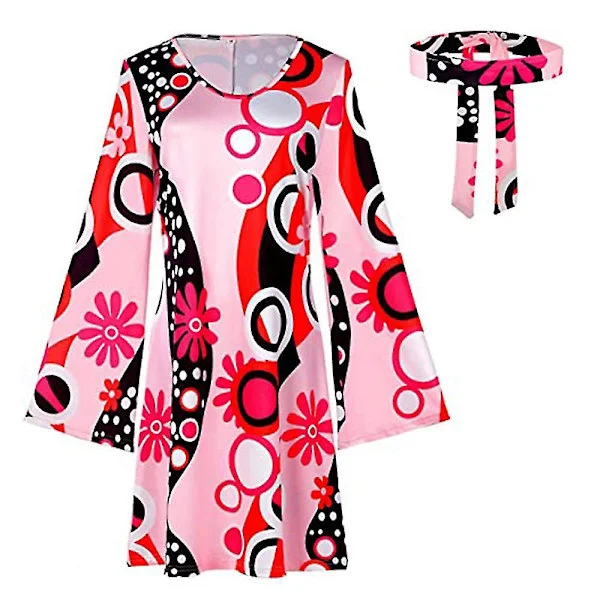 70-luvun 80-luvun naisten hippiasu setti disco-asu pääpanta mekko cosplay-juhlat lahjat