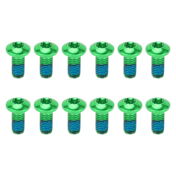 12 stk Mountainbike Skivebrems Rotor Bolter Legering Stål Sykkel Brems Skiveskruer T25 M5x10mm Bolter Grønn