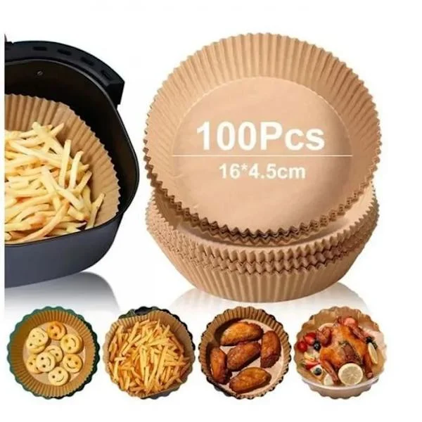 Air Fryer papirark 100 stykker, Air Fryer Papir Liner Madlavningspapir, Forudskåret rund skål form Pergamentpapir 47