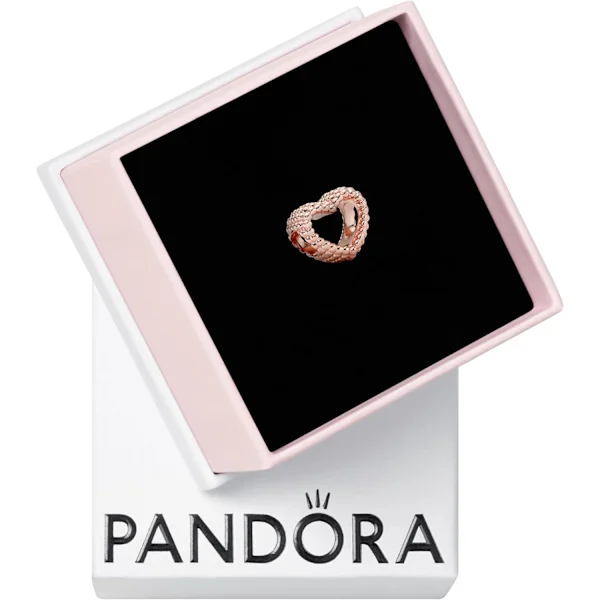 PANDORA Perleformet Åpent Hjerte-charm - Armbåndscharm for PANDORA Moments-armbånd - 14k Rosegull - Gave til henne - Smykker for kvinner med gaveeske