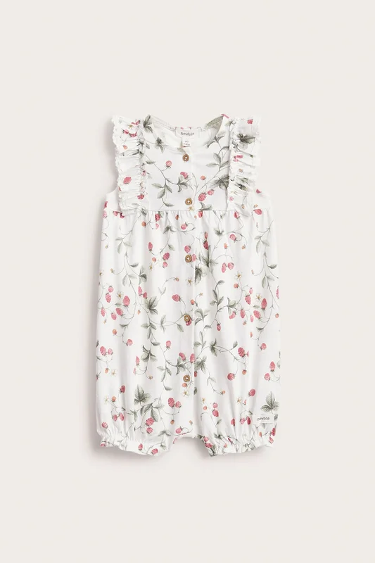Newbie | Romper med markjordbærmønster Offwhite 56 | Baby