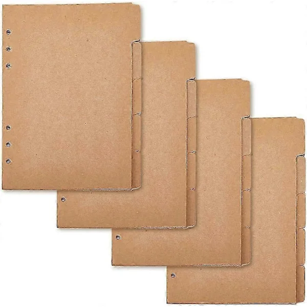 20 ark A5 Kraftpapir Perm Skilleark 5-Fane/6-Hulls Omslagsring Perm BurlyWood 6 Hull Ringindeksside for Planlegger Notatbok Løsblad Bi SZRH G