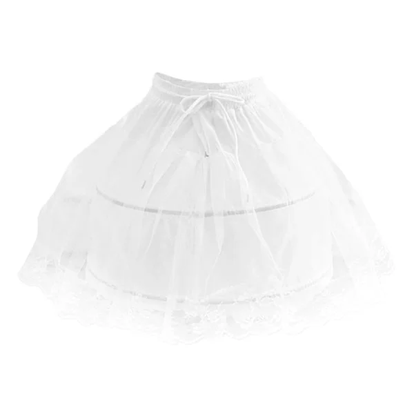 Hvid Gallakjole Fuldskørtskjole Crinoline Kjole Underskørt Puffy Hoop Petticoat 2 Lag Hoop Petticoat