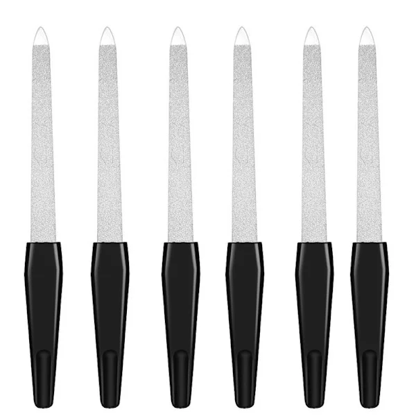 Neglefil, Diamant Neglefil, 6 Pakker Professionelle Neglefiler Dobbelt Neglefiler, Metal Manicure med Skridsikkert Håndtag Manicure Neglefiler til 