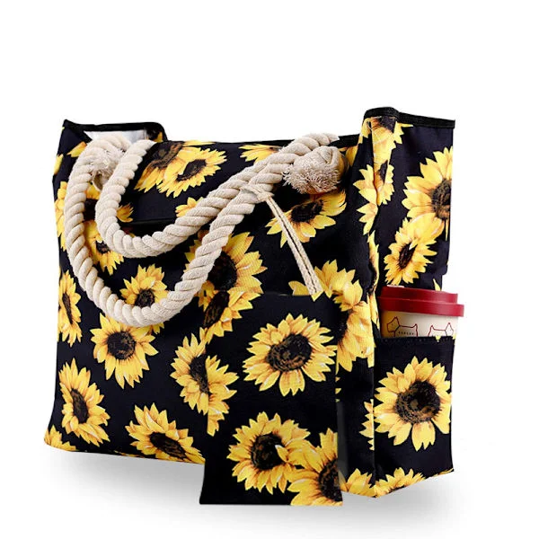 Dam stor strandväska med liten väska, vattentät strandväska / strandväska, multifunktionell axelväska för shopping, picknickväska, 42x15x42 cm