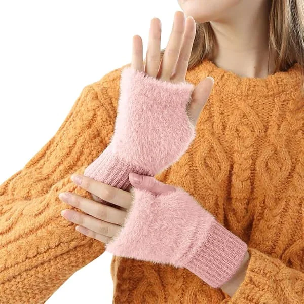 Fingerlösa handskar för kvinnor, Vinter fingerlösa handskar Kvinnor Tumhål Handledsvärmare, Termiska fingerlösa handskar Kvinnor Kashmir fingerlösa 