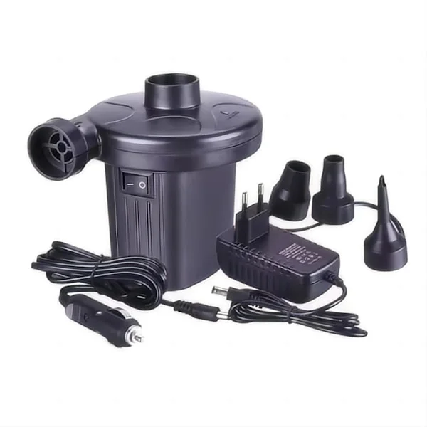 Elektrisk pumpe, DC 12V elektrisk luftpumpe AC 230V bærbar elektrisk luftpumpe 3 dyser pumpe (Uten batteri)
