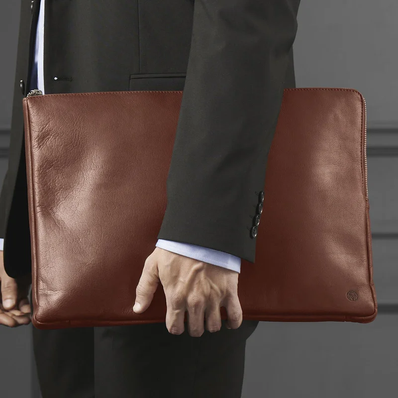 Montreal Tan Leather Laptop Sleeve for Men - Laptop sleeves