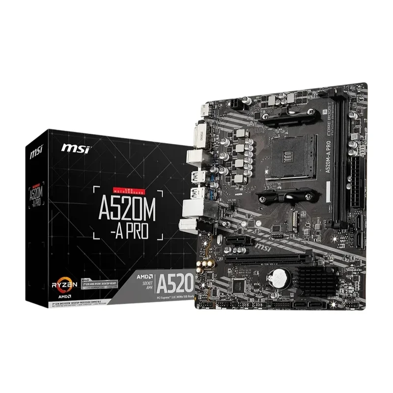 AliExpress - Carte mère MSI A520M-A PRO, socket AM4, 2x DDR4 64 Go, M.2, Micro-ATX, compatible Ryzen 5700X, 5600G, 5300G, 4500, 3500, 3900.