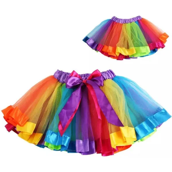 Barnkläder: 2-3 år Flickor Tutu Party Dans Regnbågs kjolar - Regnbågsfärger!