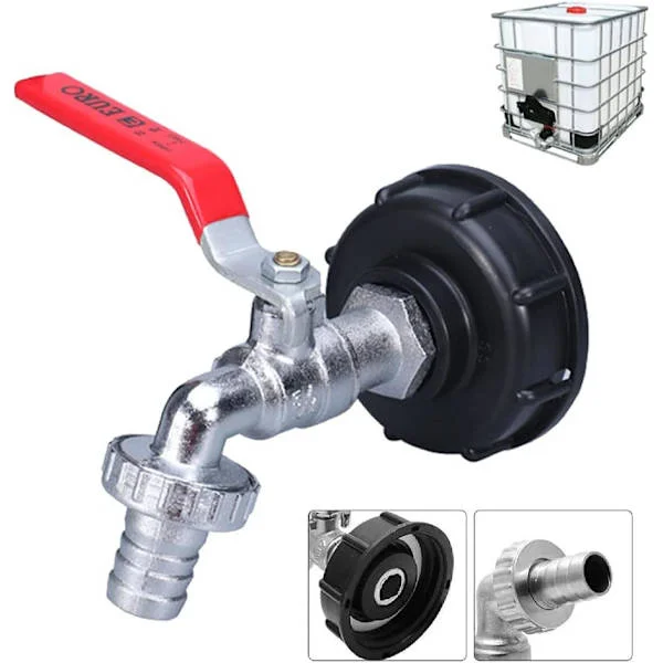 3/4 " IBC-aftapning med slangeforbindelse og adapter, grov gevind S60X6 IBC-aftapningsadapter til 1000L tankhane