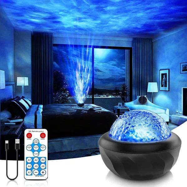Starry Sky Projector - Water Waves & Galaxy Lamp with 7 Colors, Remote Control, Aurora Night Light for Kids & Adults, Party & Room Decoration
