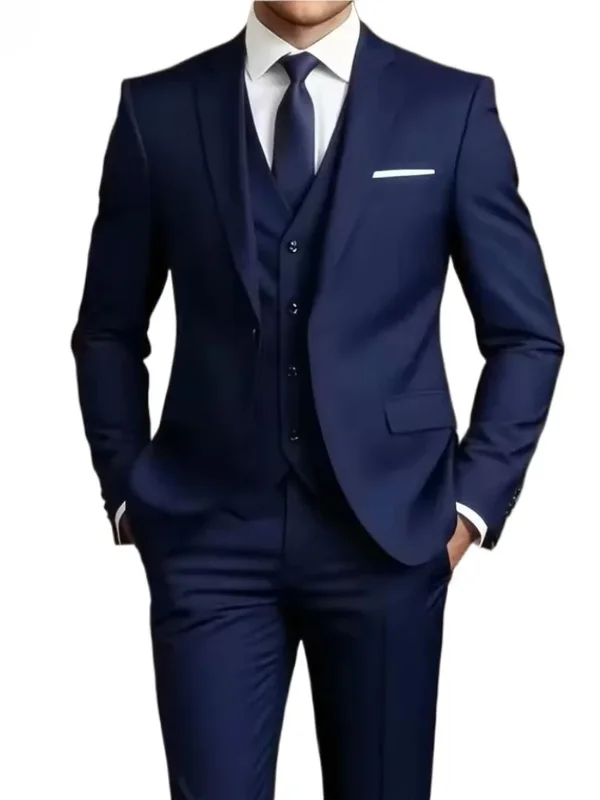 AliExpress - Herren 2-Teiliger Anzug 3-Teiliges Set Elegant für Hochzeit Einfarbig Formeller Business-Anzug Blazer Weste Hose Klassischer Smoking 