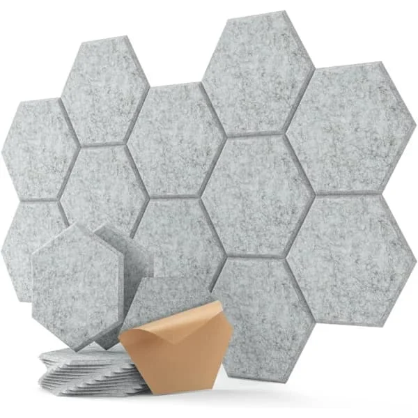 Acoustic Panels 12-pack Hexagonal Self-Adhesive Acoustic Panels Sound Absorbing Foam Panels Acoustic Panels 30 x 25 cm