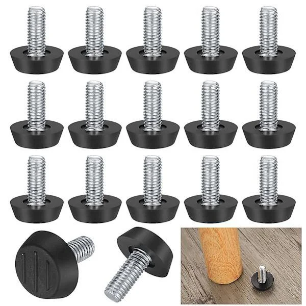 Huonekalujen säätöjalat Säädettävä pöydän jalka, M8x23x27mm Ruuvattava huonekalujen säätöjalka Lattiasuoja Pyöreä pohjajalka Ruuvi tuolin jalkaan 