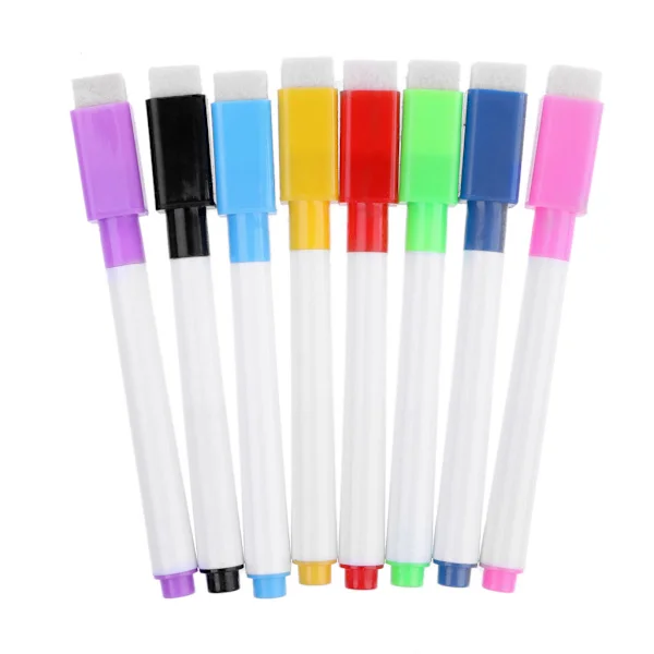1 Sæt Magnetisk Whiteboard Pen Sletbar Markør Kontor Skoleartikler 8 Farver