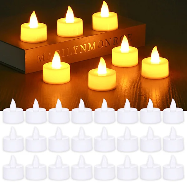 Batteridrevne telys - 24 LED-telys med realistisk flimrende flamme