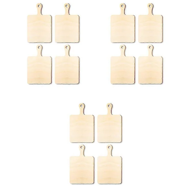 12 st Blanka Mini Träskärbrädor med Handtag Liten Skärbräda DIY Hem Kök Matlagning Grönsaksdekor A