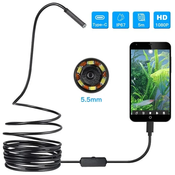 Fiberoptisk Kameraslange - USB-slangekamera med 6