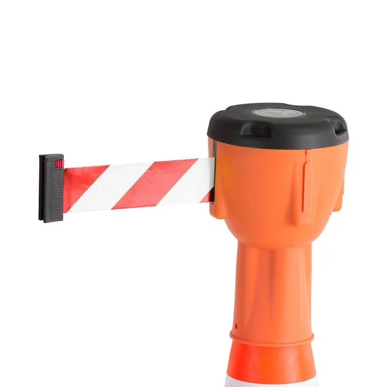 Belt barrier for traffic cones, L 10,000 mm, red/white