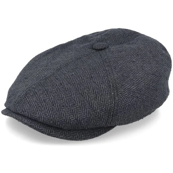 Stetson - Schwarz flatcap Cap - 6-Panel Cap Silk Charcoal/Black Flat Cap @ Hatstore