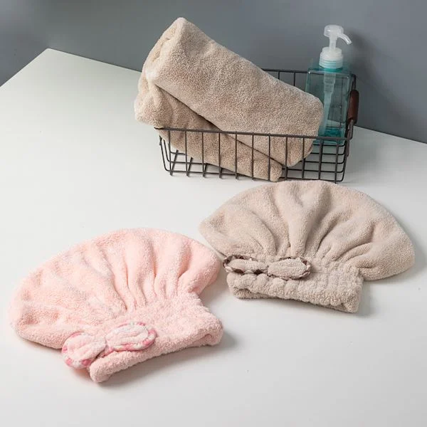 3 stycken korallfleece torrt hår handduk, torrt hår mössa, absorberande d