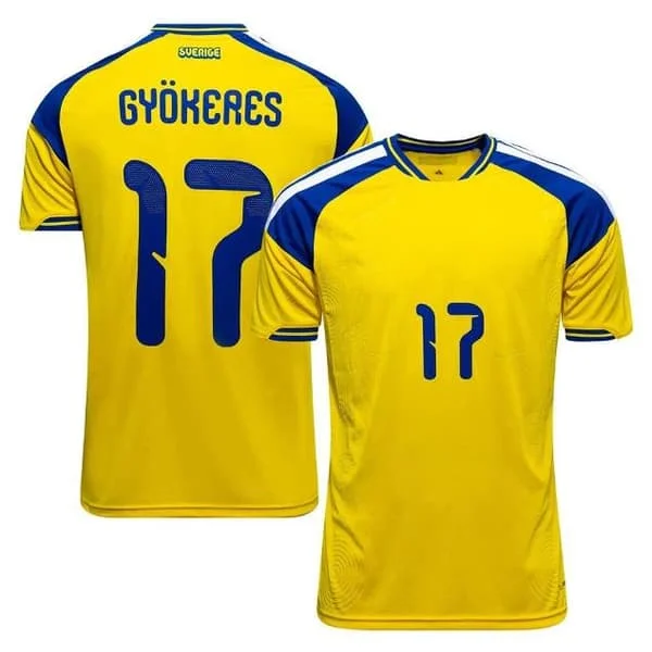 VM 2026 Sverige Hemmatröja Fotbollströja Gyökeres #17 S-2XL Vuxen & Barn Fotbollströja GYOKERES Hög Kvalitet