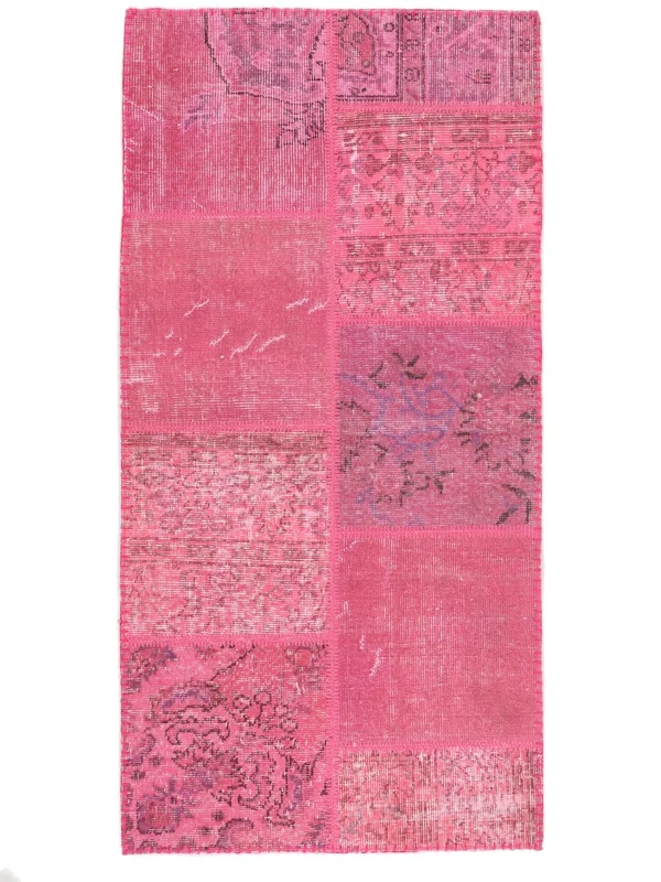 79X157 Tappeto Patchwork Moderno Rosso/Rosso Scuro (Lana, ) Carpetvista