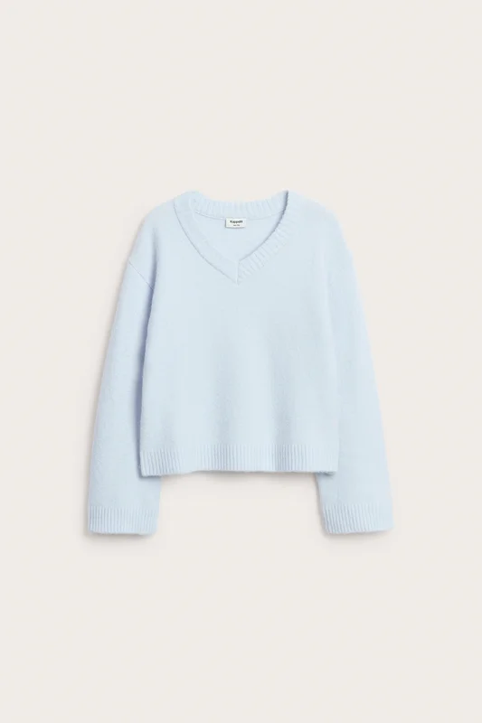 Kappahl | Sweter z dzianiny, z dekoltem w szpic Niebieski 170 | Dziecko