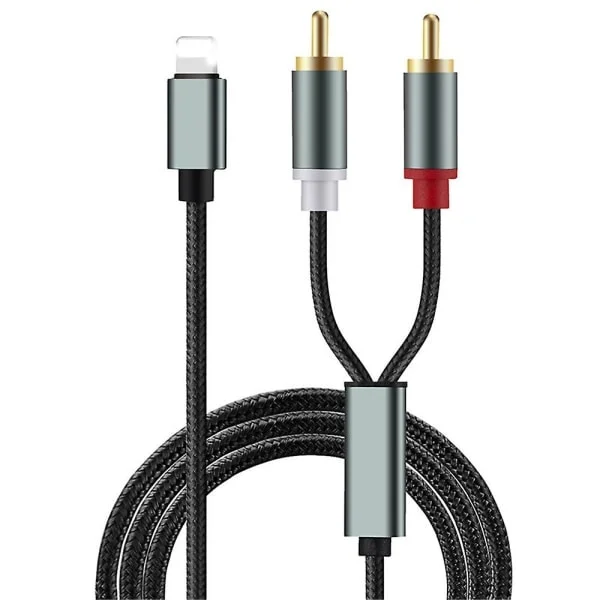 Lightning til RCA-kabel Audio Aux-adapter, Stereo Y-splitteradapter for utvalgte iPhone, iPad for strøm, bil, hjemmekino, høyttalere