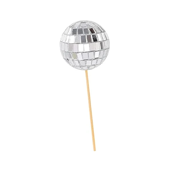 [LCS] Disco Ball Cake Toppers, Mirror Disco Balls Cake Decoration, Glitter Food Picks Disco Ball Cake Topper, for Holiday Student 4cm