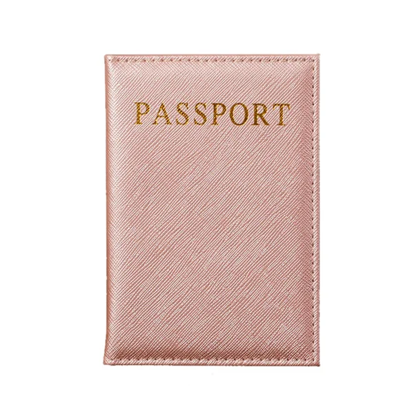 Passport Case Pass Holder Pink læder læder guld kunstigt læder