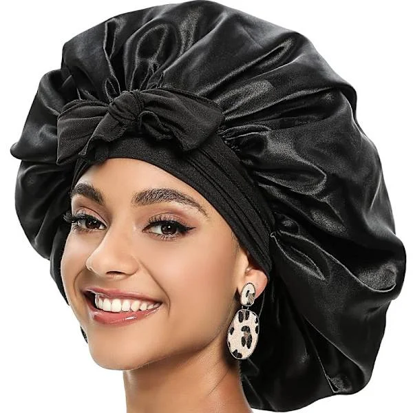 Silkebonnet Naturlig krøllete hår Sove Satin Bonnet