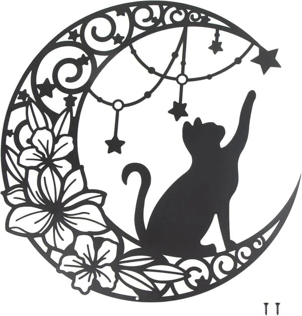 11.8" Black Metal Wall Art, Round Silhouette Wall Decor Art, Indoor and Outdoor Gift Garden Home Decor