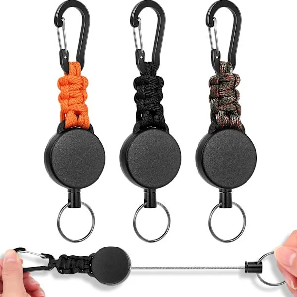 Retractable Keychain, 3 Pieces Retractable Lanyard ID Card Holder with 60cm Retractable Steel Wire (Metal Wire)