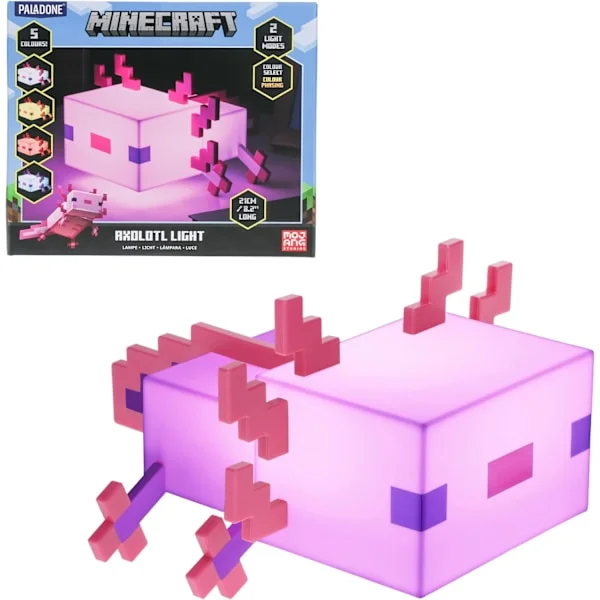 Minecraft Axolotl Lampe, Fem Farvetilstande, Minecraft Lampe til at Dekorere Dit Spilbord eller Natbord