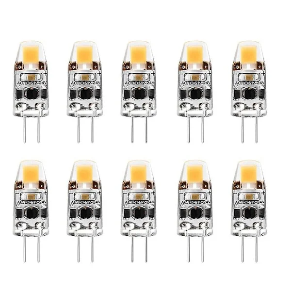 G4 Lampa 2W G4 LED-lampa motsvarande 20W G4 Halogenlampa Ersättning, G4 Sockel AC/DC12V-24V, Kallvit 10 st Enligt Bilden