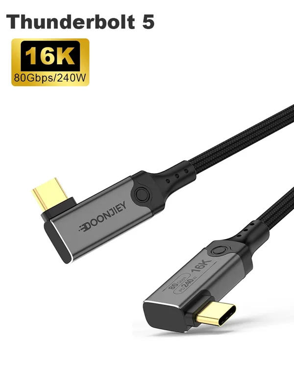 AliExpress - Elbow Thunderbolt 5 Kabel USB 5.0 Datenkabel PD 240W 5A Schnellladekabel 80Gbps 16K@60Hz Typ-C zu USB-C für MacBook Pro/Air