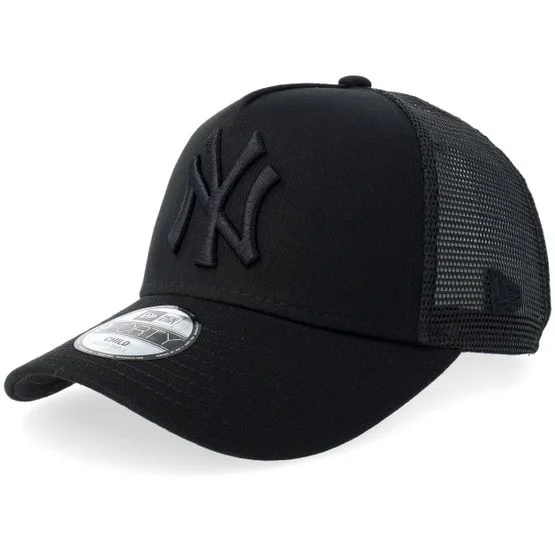 New Era - Negro trucker Gorra - Kids New York Yankees Clean 9FORTY A-Frame Black Trucker @ Hatstore