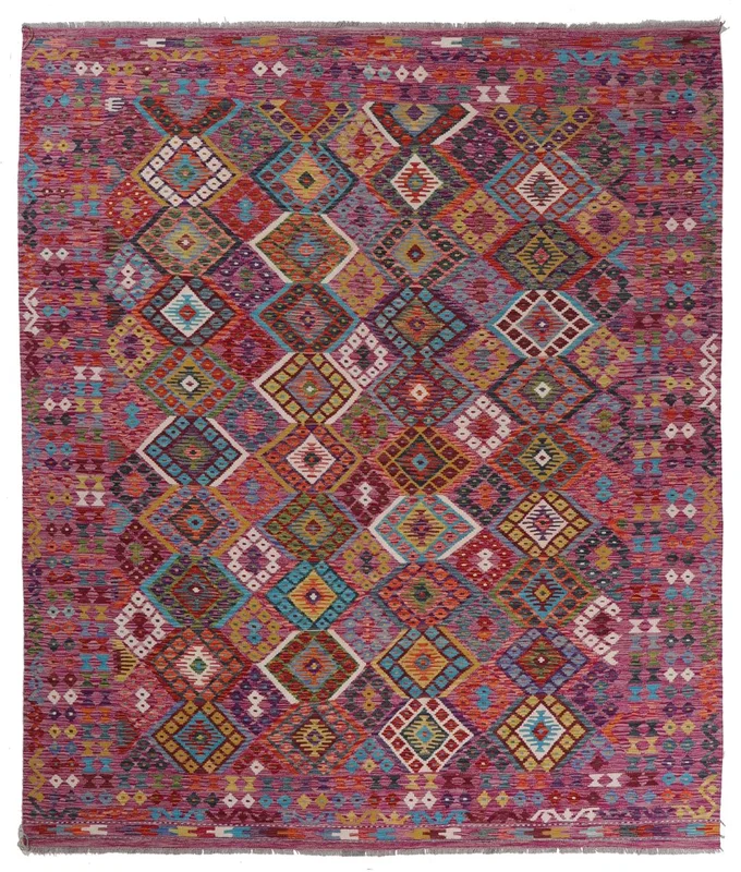 Kilim Afghan Old Style Rug Oriental Dark Red/Dark Pink (Wool, )