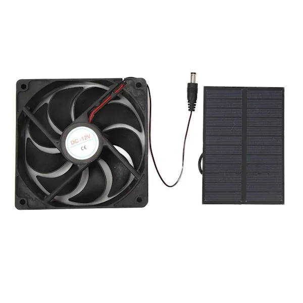 12V 3W Monokrystallinsk Solpanel Ventilator Sæt til Campingvogn Toilet Kæledyrshus Udendørs