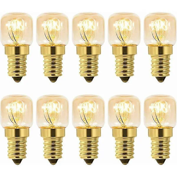 Sett med 10 saltlampepærer 25W E14 T22, varmhvit lyspære 2700K, 160LM, AC 230V, ovnslampe 25w 300, for ovn, kjøleskap, saltlampe, grillovner