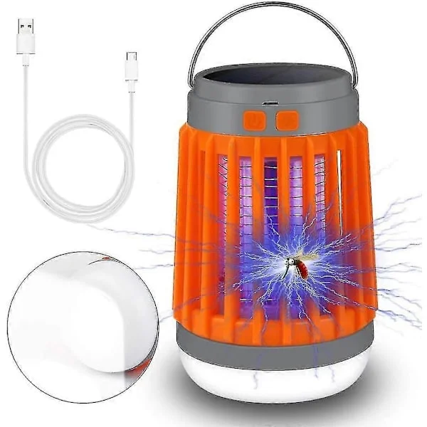 Campinglampa Solcellslampa UV-ljus Insektsdödare Myggdödare Campinglykta IP67 Vattentät Bärbar Myggdödare Tältlampa USB-laddning