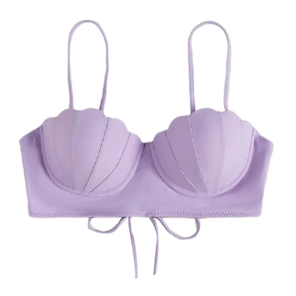 Dame Bikinitopp Push Up Swim Top Bøyle Badedrakt Topp Vattert Badedrakt kun Purple