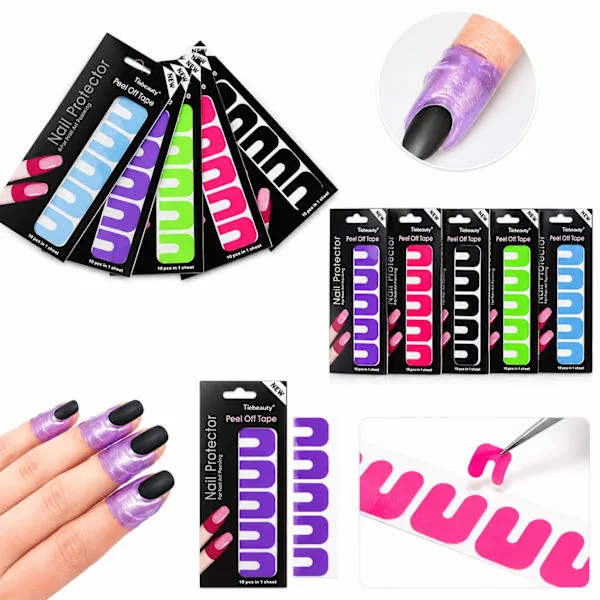 Peel off nageltejp för nail art mot kladd runt nageln 10 st 14x9 cm