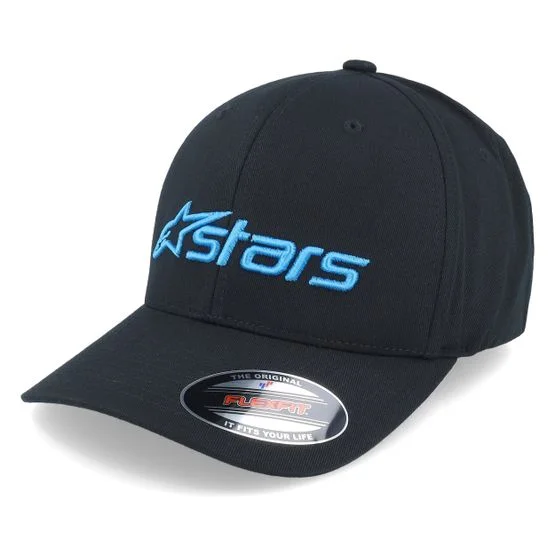 Alpinestars - Schwarz flexfit Cap - Blaze 2.0 Hat Black/Blue Flexfit, Größe L/XL, Baumwollmischung, Schwarz/Blau