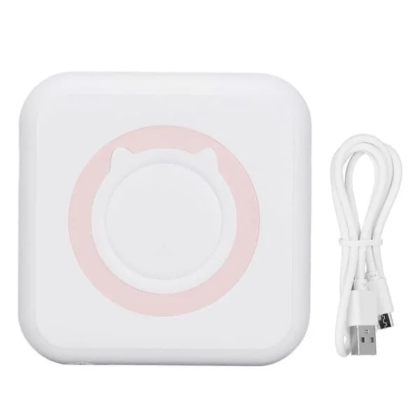 Bærbar Skriver 200DPI Ergonomisk Design Trådløs Tilkobling Termisk Papir Ingen Blekk Miniskriver for Hjemmekontor Rosa