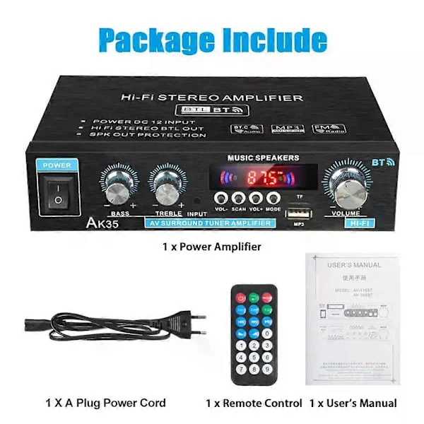 380 800W Digital Hemförstärkare Ljud 110-240V Bas Ljudförstärkare Hifi FM Bil Musik Subwoofer Högtalare