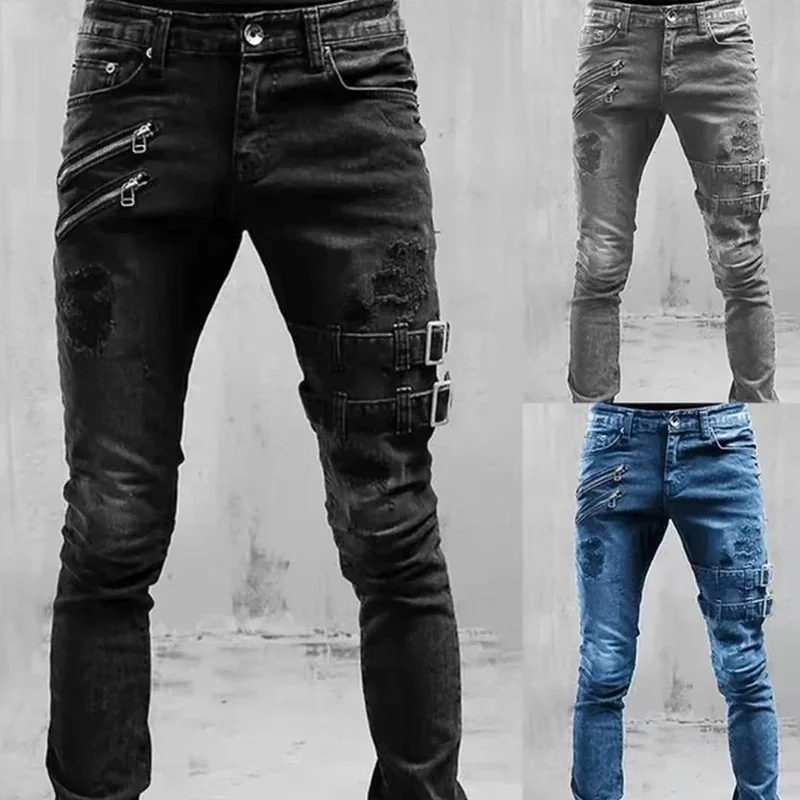 AliExpress - 2023 Plus Größe Gerade Jeans Mann Hosen Frühling Sommer Boyfriend-Jeans Streetwear Dünne Reißverschlüsse 3 Farben Casual Lange Denim 